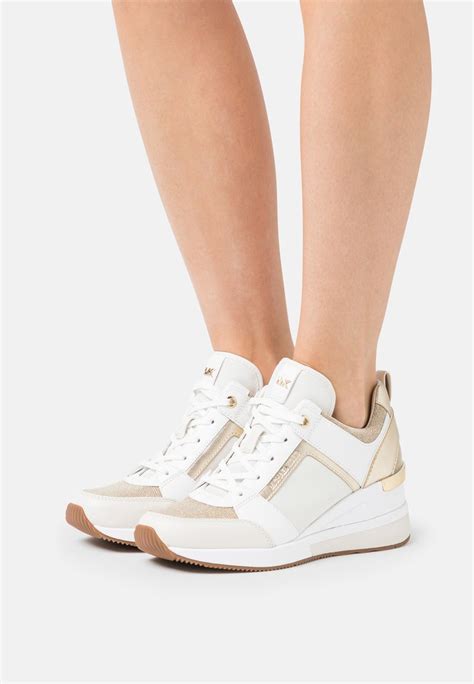 michael michael kors georgie trainer gold|georgie leather and canvas trainer.